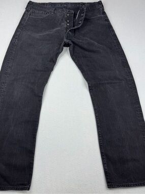 Levis 501 Jeans Mens 38x32 Black Faded Straight Leg Button Fly Made Mexico